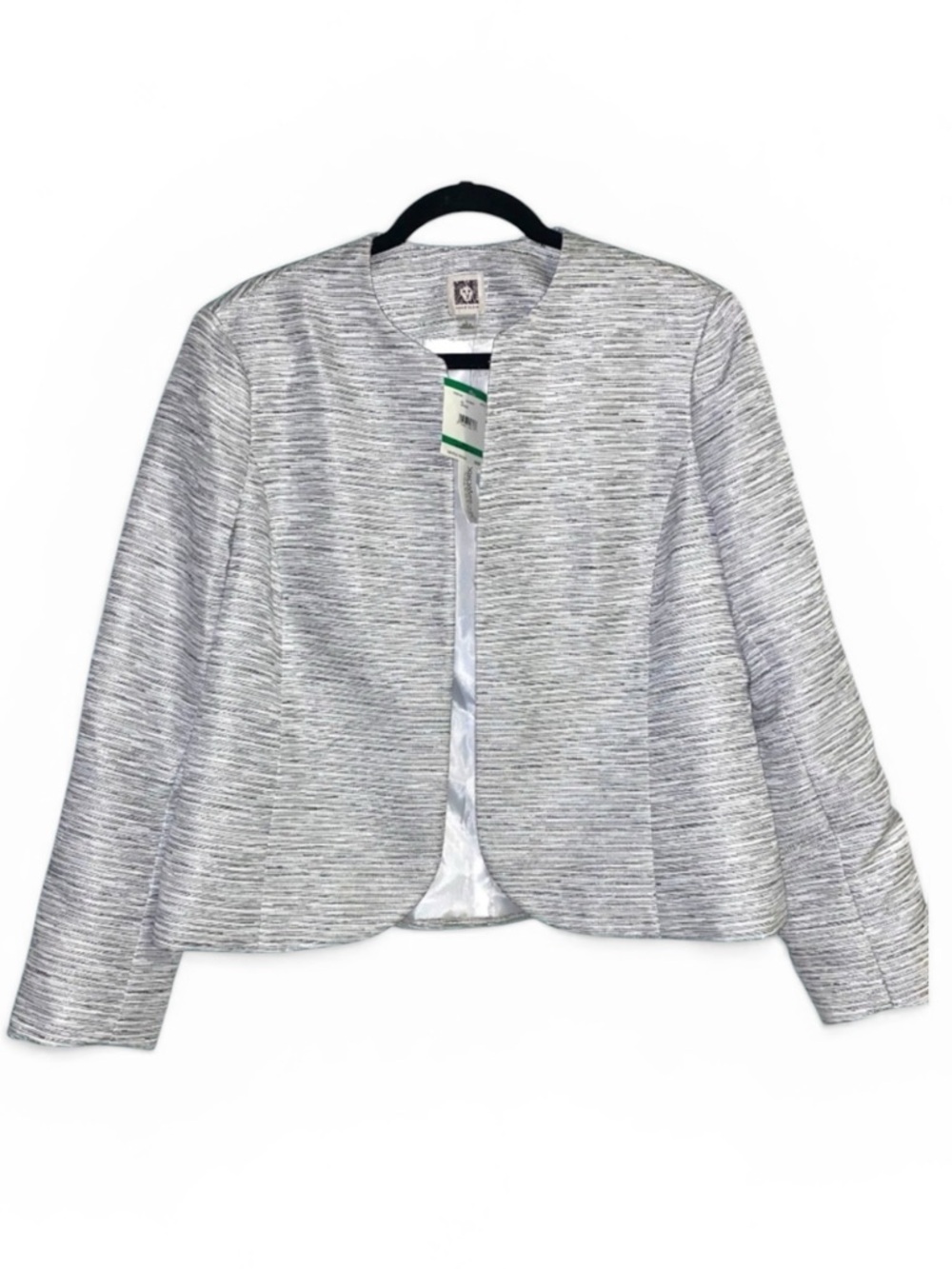 Anne Klein NEW w tags! metallic grey and silver marled jacket, lightweight, LG